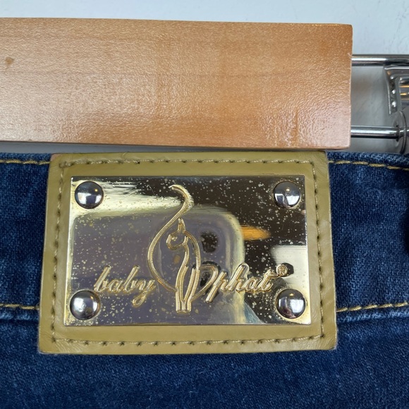 Baby Phat Jeans Dark Wash Low Rise Cat Logo Embroidery Skinny Y2K - Picture 7 of 15